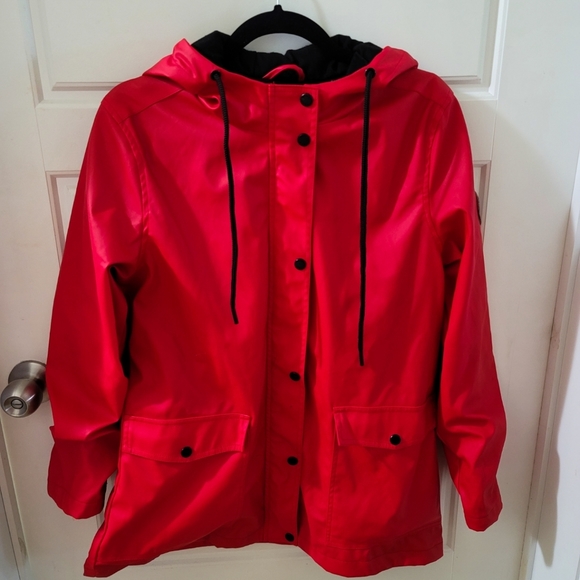 Madden NYC Steve Madden Raincoat Jacket Red Coat Size Medium Polyurethane - Picture 4 of 16